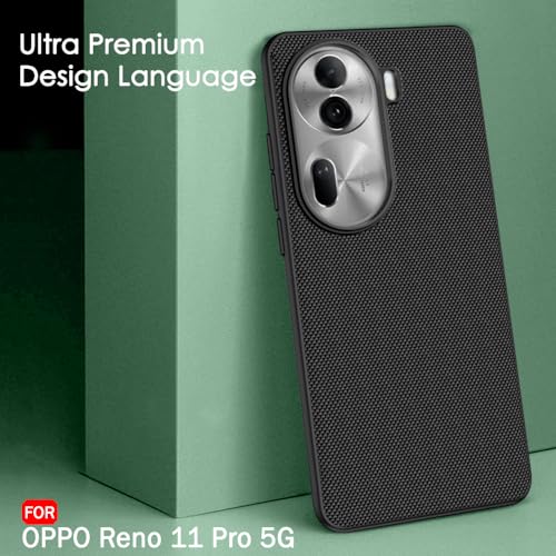 Image of TheGiftKart Back Cover Case for Oppo Reno 11 Pro 5G | Slim & Lightweight | Ultra-Premium Design | Camera Protection Bump | Fabric Texture Case Cover (PC & TPU, Black)
