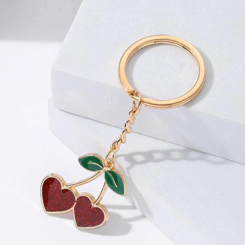 Keychain Love Cherry Pendant Keyring Key Holder Men Women Key Chain Wallet Bag Pendant Charms Gift for Birthday Christmas Festival Valentine's Day - Image 4