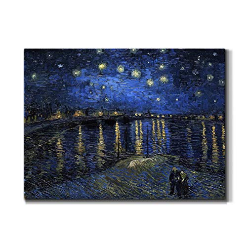 Wexford Home Decor Landscape Canvas Wall Art Abstract Floral Painting Modern Pictures Artwork Decoration For Living Room Kitchen Bathroom Office, Ready To Hang, Starry Night Over Rhone, 8X12 #TOP24