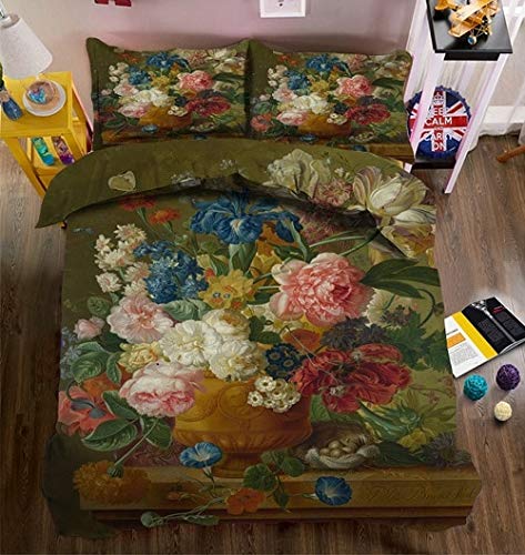 RONGXIE fashion flowers 4 piece 3D printed polyester bedding set queen king size duvet cover set bed sheet set