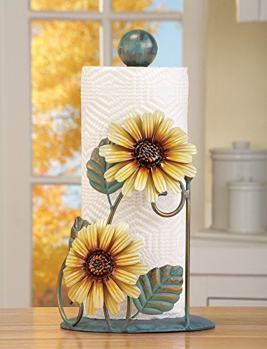 Collections Etc Metal Sunflower Paper Towel Holder, Yellow #TOP2