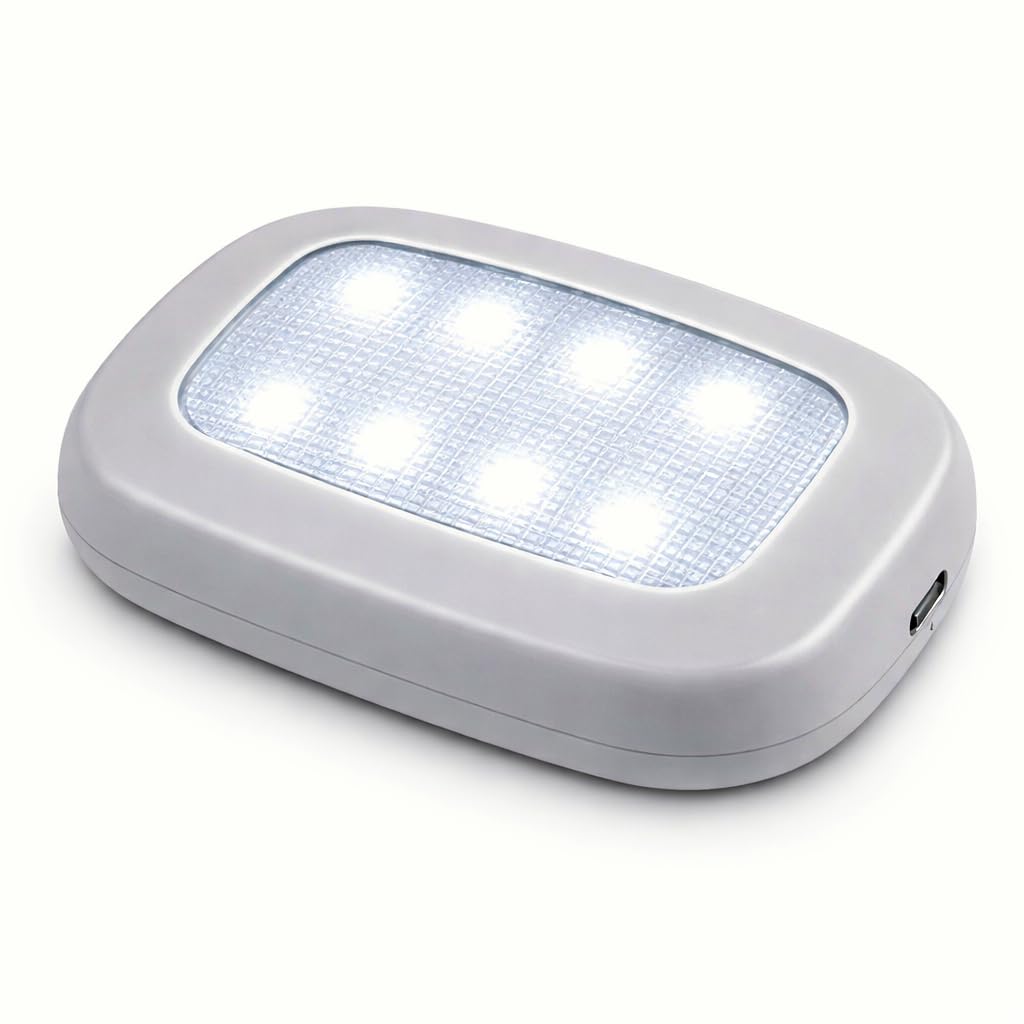 Sakuun Car Ceiling Dome Roof Light Universal Magnetic Light Usb Rechargeable Wireless For Interior And Exterior Of Cars (Grey Shell, White Light, Led)