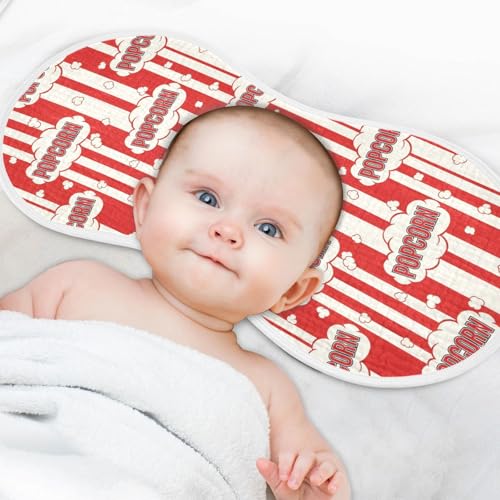 2 Pack Muslin Burp Cloths Popcorn Red Stripe Cotton Baby Burp Cloths Ultra Absorbent and Soft Burping Cloth for Newborn Babies Boys Girls 22"x11"4