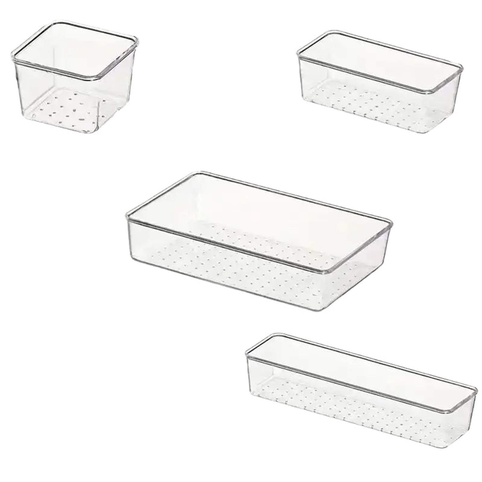Set di 4 organizer for cassetti in plastica trasparente, contenitori divisori for scrivania, camera da letto, ufficio Per Cassetti