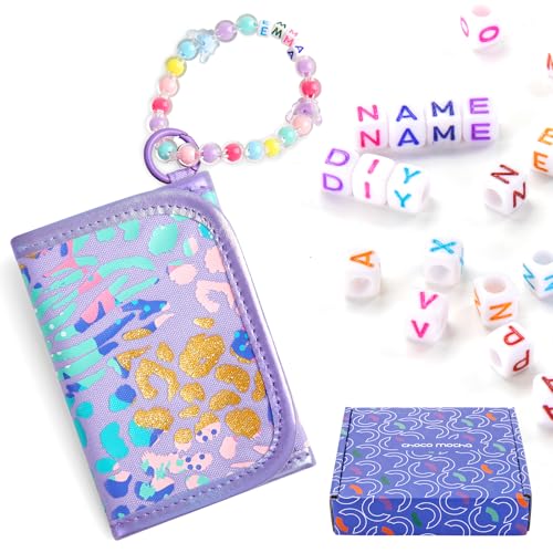 Choco Mocha Girls Wallets for Kids 4-6 6-8, Kids Wallets for Girls with Lanyard Gift Box, Toddler Wallet for Girl, Leopard