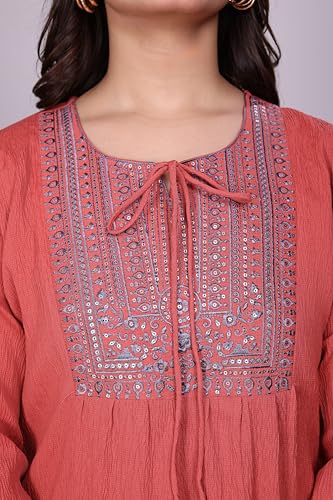 Image of SHANTVAN GALLERY Women's Tunics - Stylish & Comfortable Kurti for Woman with 3 /4 Designer Sleeves | Elegant Indian Short Tunic Top for Ladies | Casual, Festive