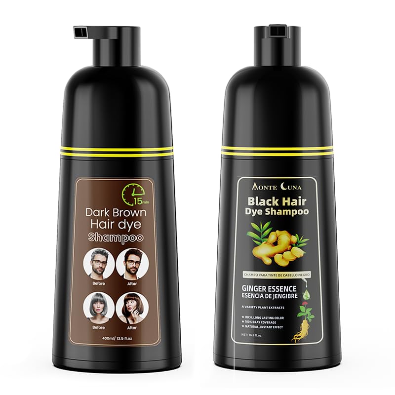 COSMTEKDark Brown Hair Dye Shampoo and COSMTEK Ginseng Black Hair Dye Shampoo