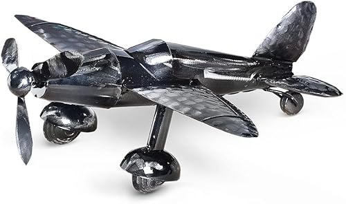 Modelo de decoración de avión de metal vintage, escultura de artesanía de aviones de hierro retro, aviación industrial aviación, accesorios de fotos