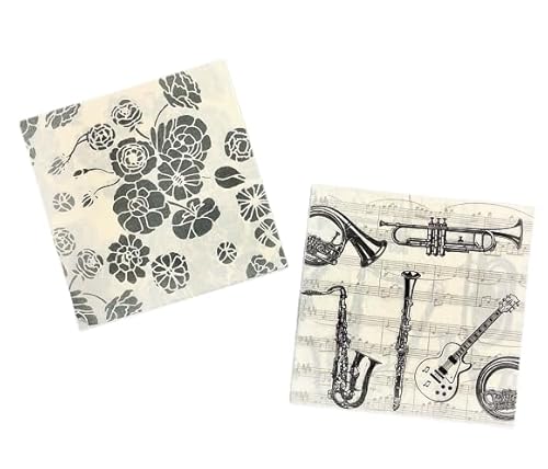 ペーパーナプキン2種類セット 各5枚入り 紙ナプキン デコパージュ レトロ 花柄 ブラック 黒 和風 music 音符 楽器 ギター 音楽 楽譜柄 ハンドメイド 素材