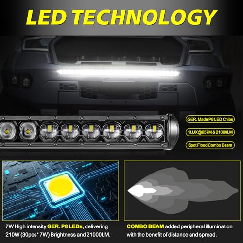 Image of 40 Inch 210W Single Row LED Light Bar w /Wiring Kit & Black Cover