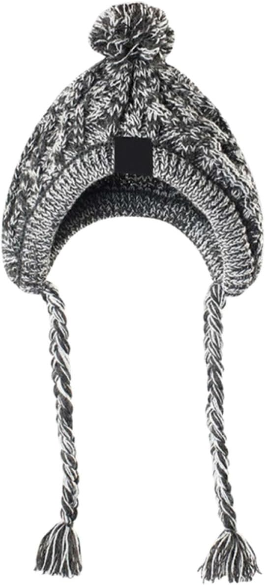 Warm Dog Knitted Hat with Ear Holes for Small Dogs Acrylic Winter Pet Hat Head Cover with Rope for Secure Fit Convenient and Adorable