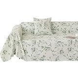 ANAZOZ Fundas para Sofá de 3 Plazas,Fundas Sofa Mantas Verde Cubierta de Sofá 180x340CM Funda Chenilla Sofa Estampado de Flor