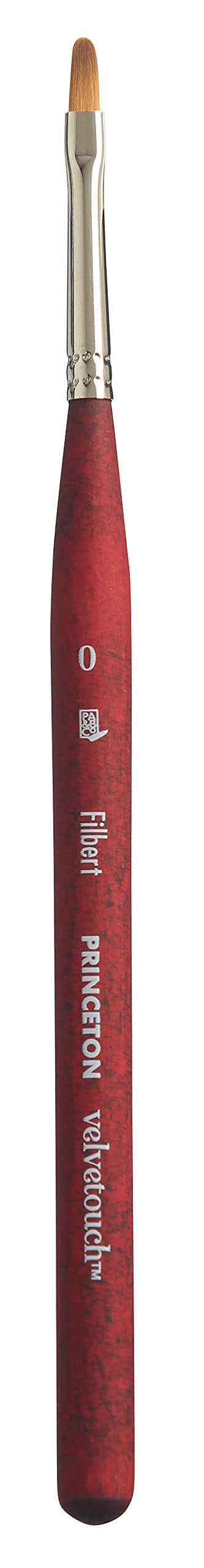 Princeton Velvetouch Mini Filbert Brush, Synthetic, Short Handle, Size 0, 1 Count