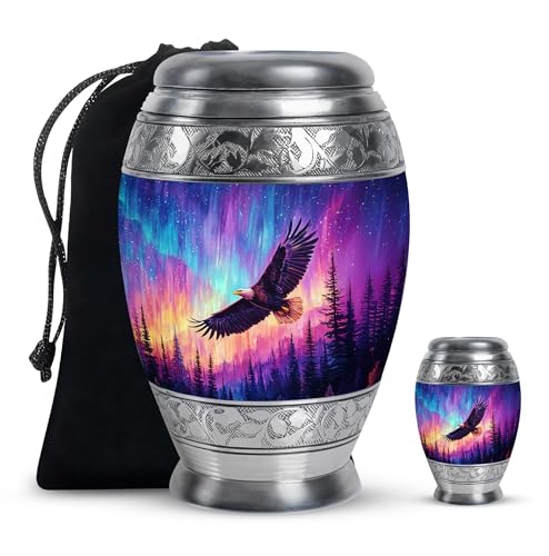Image of Eagle Urn - Large Burial Urns for Human Ashes Adult Female - Memorial Funeral Urn - Decorative Urns - Combo of 10 Inch & 3 Inch