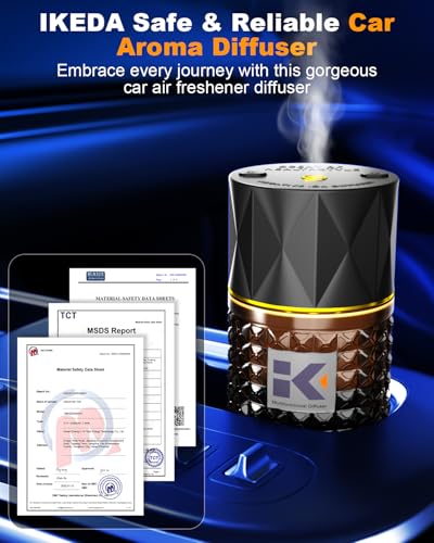 Image of Smart Car Air Freshener | Negative Ion Car Aroma Diffuser | Car Air Freshener Diffuser with 3 Switchable Modes | Car Diffuser Auto Power-Off When Waterless | Glass Diffuser for Car, by Ikeda (Black)