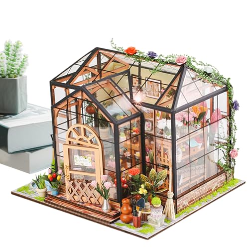 Kit Casa de Muñecas - Madera, Fácil Instalación, Mini Casa, Modelo Caasa de Muñecas | Invernadero Modelo de Madera Creativo Hecho a Mano para Adultos, proyectos, Manualidades, decoración de