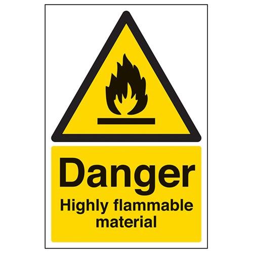 vsafety segni 69001bc-r Fuoco e di avvertimento pericolo rischio di incendio infiammabile cartello in plastica rigida, ritratto, 300 mm x 400 mm, 1 mm, Nero/Giallo