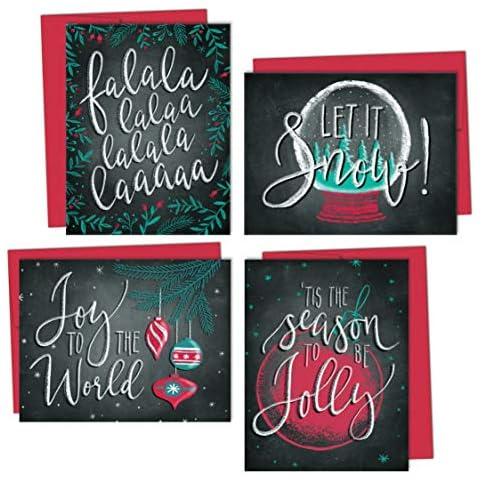 Carols in Chalk: A Christmas Cards Box Set - 12 Premium Boxed Holiday Cards (Blank Inside) with Red Envelopes - By Palmer Street Press Cover