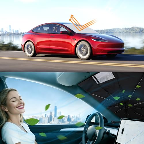 Image of Windshield Sun Shade Umbrella for 2012-2026 Tesla Model S