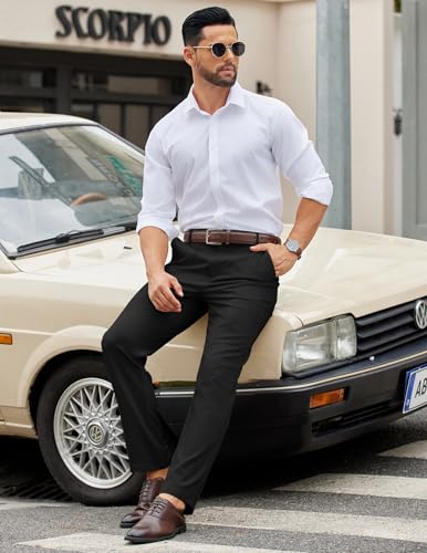 Image of COOFANDY Mens Casual Chino Pants Elastic Waist Classic-Fit Dress Slacks