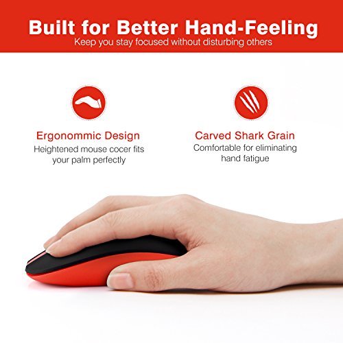 Leadsail Rechargeable Wireless Computer Mouse, 2.4G Portable Slim Cordless Mouse Less Noise For Laptop Optical Mouse With 5 Adjustable Dpi Levels Usb Mouse For Laptop, Deskbtop, Macbook #TOP4