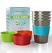 Stainless Steel Cups for Kids and Toddlers 8 oz. with Silicone Sleeves - Stainless Steel Sippy Cups for Home & Outdoor Activities, BPA Free Healthy Unbreakable Premium Metal Drinking Glasses (4-Pack)