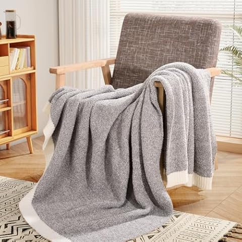 NEXHOME PRO Super Soft Throw Blankets for Couch, Reversible Warm Blankets Cozy Knit Blanket for Women, Fuzzy Plush Lightweight Throws for Sofa, Bed, Picnic, Taupe Grey, 50 x 60 inches Cover