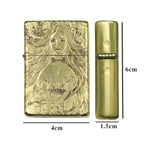 Encendedor Vintage de Bronce Grabado Resistente al Viento miniatura 7