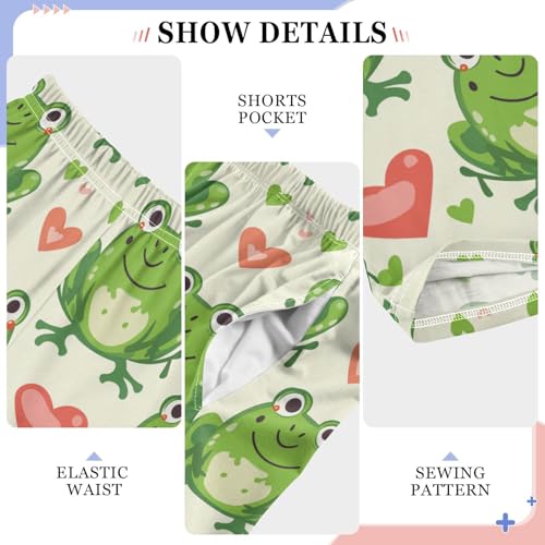 Frog Red Love Boys Long Pants Soft Trousers Elastic Waist Kids Lounge Bottoms with Pockets S-XL4