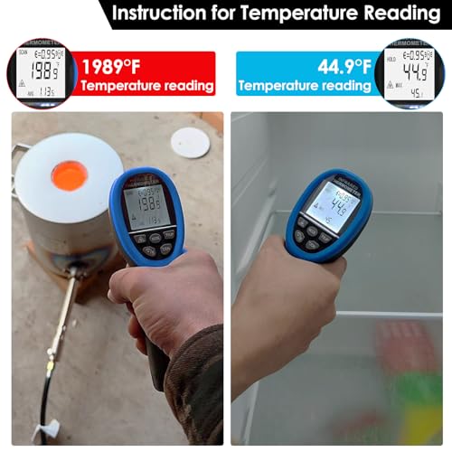 Image of BTMETER BT-1800 Non Contact Pyrometer High Temperature Infrared Thermometer Gun -58F ~3272F (-50~1800℃) DS 50:1 for Metal Melting Furnace Forge Kiln Tempe Tester (Not Accurate for Human Temp)