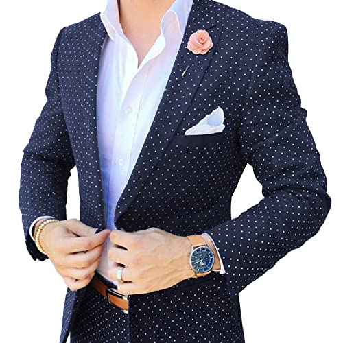 Polka Dots Suits for Men Dress Jackets for Men Wedding Mens Suits Regular Fit 2 Piece Set (Blazer + Pant) - Main Image
