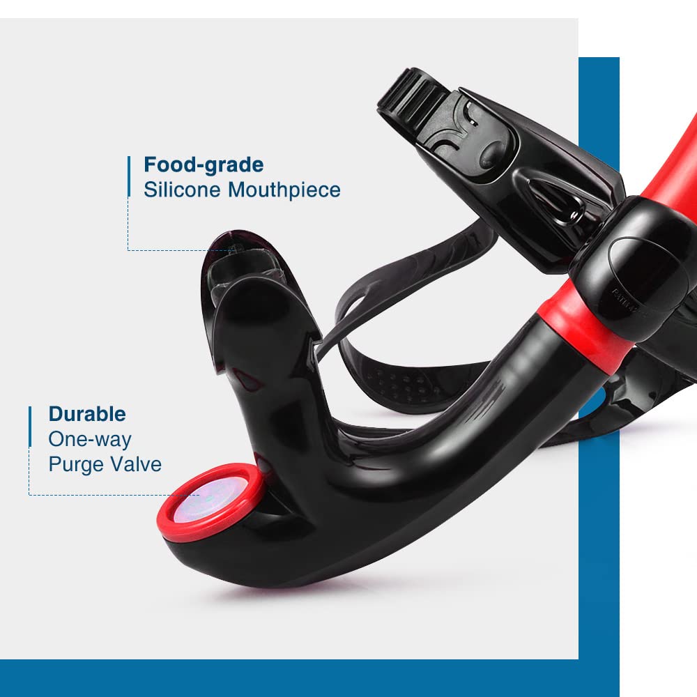 ZIONOR T1 Unisex Snorkeling per Nuoto Nuotatore Formazione Immersioni Snorkeling Comodo boccaglio valvola di spurgo unidirezionale