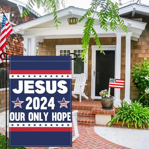 Jesus-2024-Our-Only-Hope-Garden-Flag-12×18-Inch-Christ-Jesus-Easter-Flag-3ply-Fabric-Double-Sided-Christian-Faith-Patriotic-Garden-Flags-for-House-Outdoor-Indoor-Yard-Decor Jesus 2024 Our Only Hope Garden Flag 12×18 Inch Christ Jesus Easter Flag 3ply Fabric Double Sided Christian Faith Patriotic Garden Flags for House Outdoor Indoor Yard Decor
