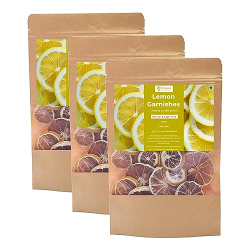 Image of Omrai Foods Dried Lemon Slices Garnishes 50GM (Pack of 3) | Dehydrated Lemon Fruit Garnish for Cocktails, Mocktails, Detox Water, Tea | 100% Natural Air Dried Fruit Lemon Slices for Decoration