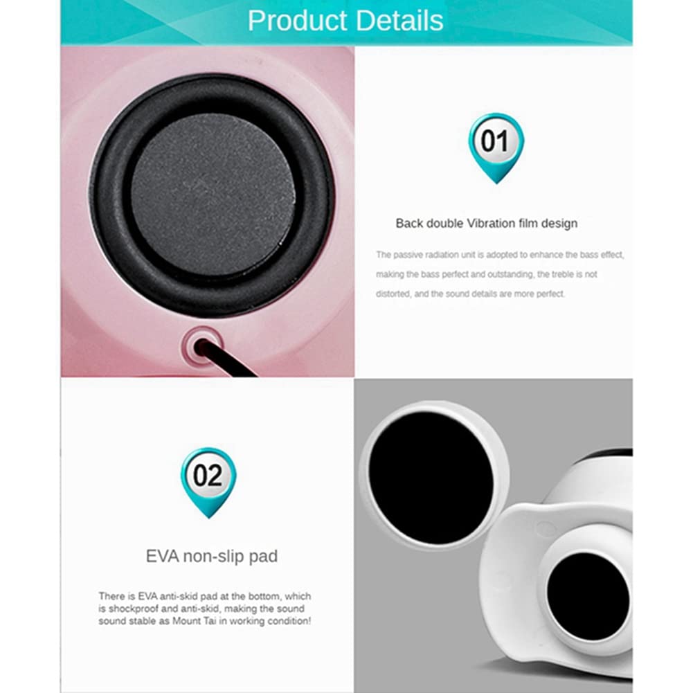 Cwmiibili Computer Speakers for PC Laptop Speakers USB 3.5mm Wired Music Play HiFi Stereo with Microphone for TablePC Laptop,White