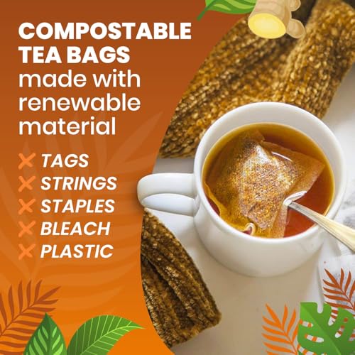 Image of Cederberg Tea Company Organic Ginger Tea - 30 Tea Bags | Organic Herbal Tea From Single Origin | Eco-Friendly Tea Bags | Non-GMO Caffeine Free Tea With Zero Sugar