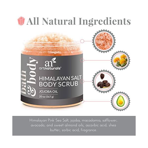 artnaturals Himalayan Body Scrub and Face Scrub - (20 Oz) - Deep Cellulite Cleansing Exfoliator with Sugar, Shea Butter, Exfoliating Himalayan - Natural Pink for Hand, Skin and Facial - Men and Women