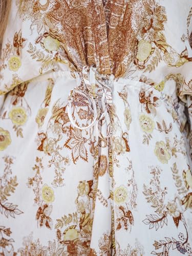 Image of CUPSHE Women's Plunging V Neck Backless Beach Dress Paisley Boho Blouson Sleeve Back Tie Waist Tie Mini Summer Dresses