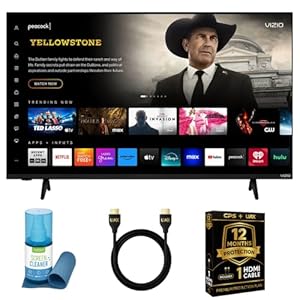 VIZIO 43-Inch Quantum 4K QLED Smart TV Bundle – 120fps Gaming, Dolby Vision HDR10+, HDMI VRR, Bluetooth, Alexa Compatible, w/AUX HDMI Cable, 12-Month CPS Protection, Screen Cleaner w/Microfiber