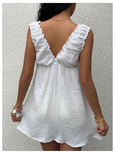 MakeMeChic Women's Ruffle Tank Dress Summer Sleeveless Flowy Short Dresses Sundress3