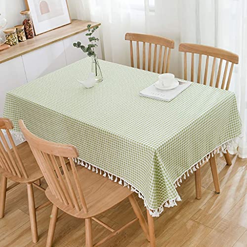 Nappe rectangulaire à glands rouge en coton et lin lavable pour table - 2