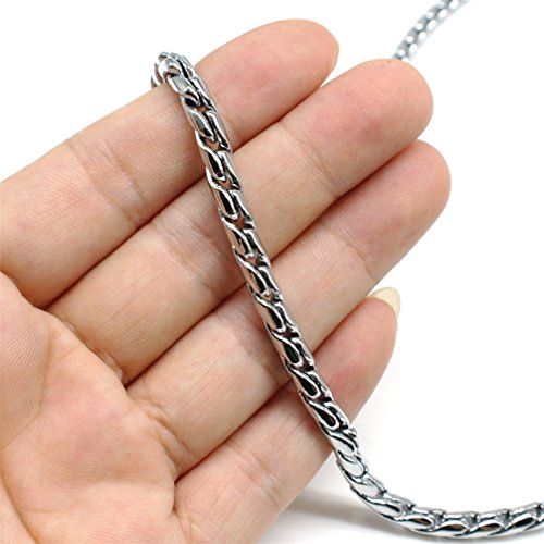 Kuntrona Stainless Steel Dog Snake P Chain Adjustable Training Metal Collar with Engraved Personalized Heart ID Tag Pendant Pitbull Silver 46cm