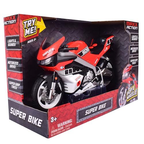 Sunny Days Entertainment Maxx Action Super Bike with Wheelie Feature â Red Motorized Toy Motorcycle for Boys & Girls | Light & Sound Vehicle for Kids - Image 4