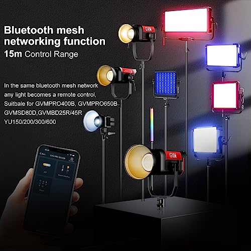 Image of GVM 200W LED Video Light, 2700K-6800K Continuous Output Lighting LED COB Light with DMX /Bluetooth App Control, YouTube Studio Light for Film Recording Photography, CRI 97+