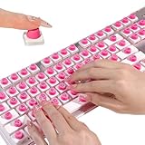 Majeree Keyboard Sticker for Long Nails with Letters 128pcs: Keyboard Bubbles for Long Nails - Reusable Adhesive Protective Type Long Nail Keyboard Stickers for Desktop (Pink, 128PCS)