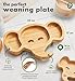 Bamboo Baby Plate with Suction - Kids and Toddler Suction Cup Plate for Babies, Non-toxic All (Elephant)-Natural Bamboo Baby Food Plate Stays Cool to the Touch for Baby-Led Weaning (Pink Bundle)