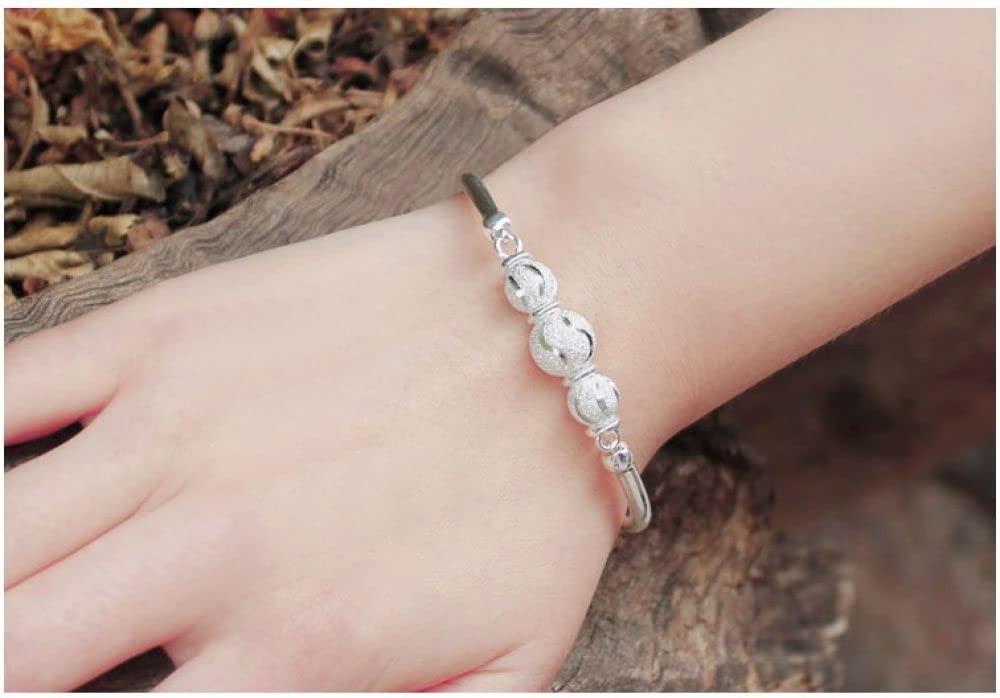 Armband Silber Damen,S990 Silber Freundschaftsarmbänder Funkelnd Geschnitzte Runde Perlen S-Haken Verstellbarer Armreif Klassischer Schmuck Geschenk Für Frauen Mama Freundin