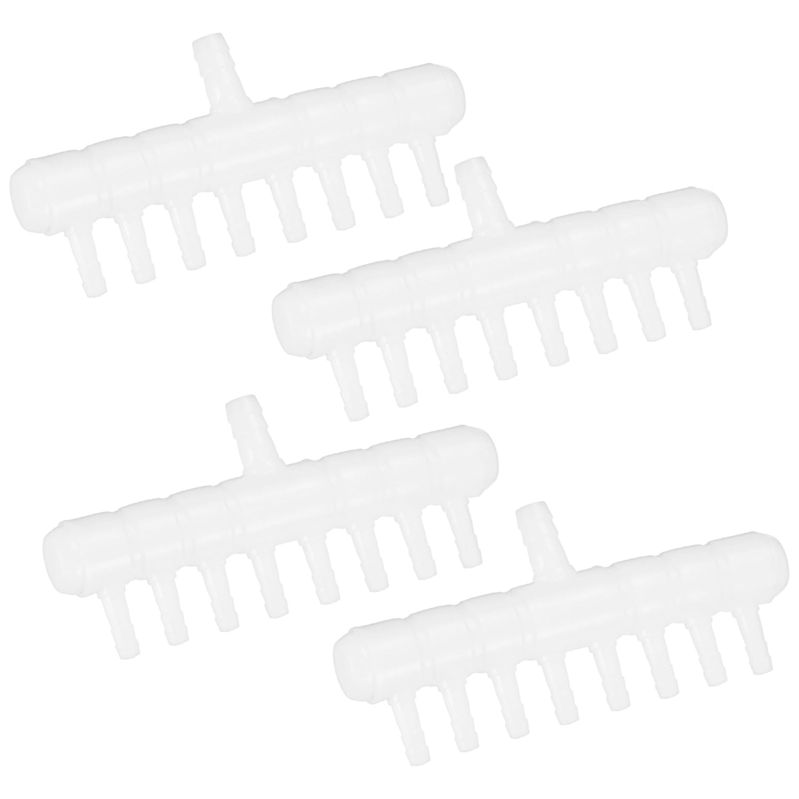 M METERXITY 4-Pack Rake-Shaped Hose Joint Air Discharge Diverter, 8-Way Outlet Barb Hose Fitting Connector for Agricultural Irrigation, Pressure Resistance [Transparent]