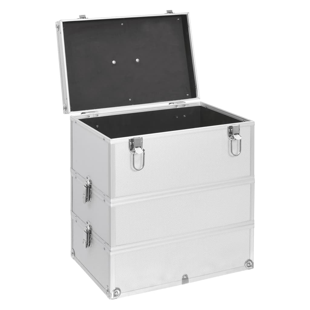 Walizka na kosmetyki z aluminium w kolorze srebrnym, 37 x 24 x 40 cm, z 3 zdejmowanymi poziomami i uchwytem do noszenia, do kosmetyków, makijażu, pielęgnacji, podróży, na kemping, do hotelu