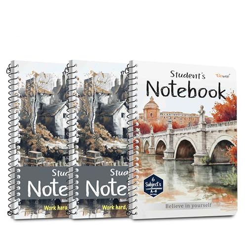 Image of GOWOO A4 Size Unruled Spiral Notebook | Set of 3 | 600 Pages | 3 x 200 Pages Each Notebook | Ideal for Students & Artists